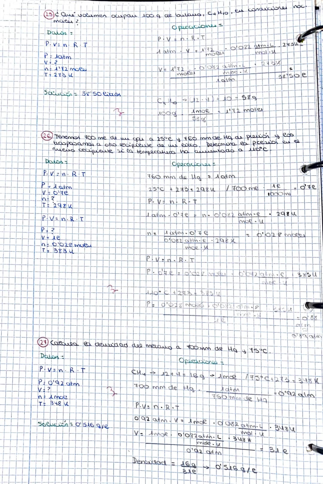 <h3 id="problemasdeleyesdelosgases2eso">Problemas de Leyes de los Gases 2 ESO</h3>
<p>(22) Un recipiente de 2 litros contiene gas hidrógeno 