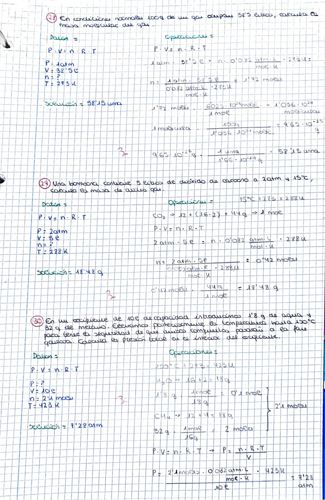 <h3 id="problemasdeleyesdelosgases2eso">Problemas de Leyes de los Gases 2 ESO</h3>
<p>(22) Un recipiente de 2 litros contiene gas hidrógeno 