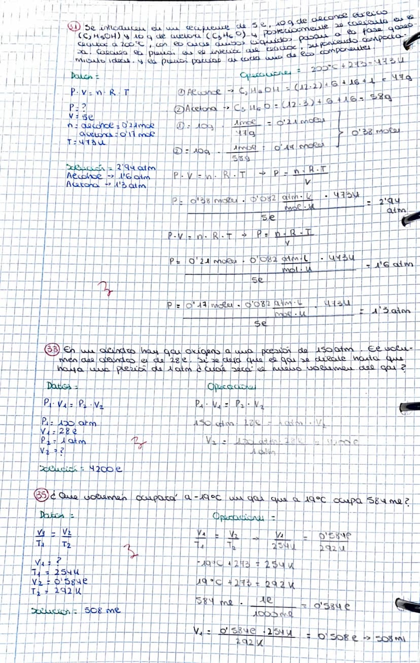 <h3 id="problemasdeleyesdelosgases2eso">Problemas de Leyes de los Gases 2 ESO</h3>
<p>(22) Un recipiente de 2 litros contiene gas hidrógeno 
