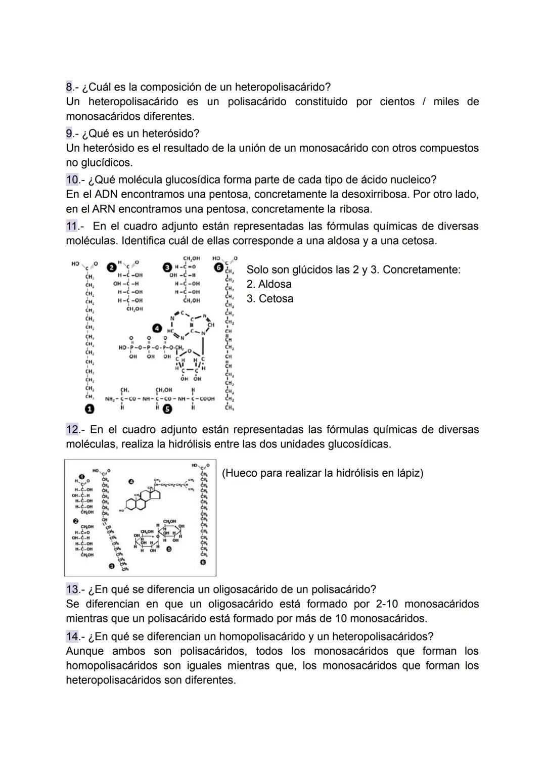 # Preguntas tipo EBAU - Tema Glúcidos

1.- Indica qué moléculas se obtienen de la hidrólisis de la sacarosa.
La hidrólisis de la sacarosa pr