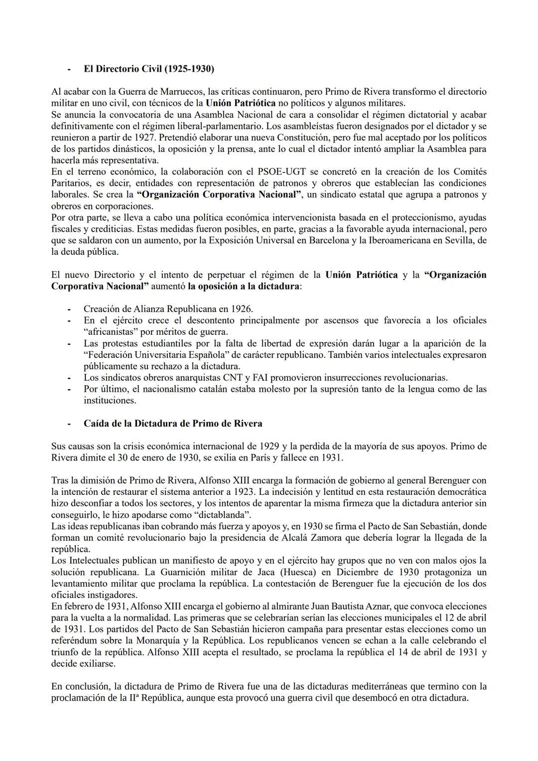 # Bloque 9: La crisis del Sistema de la Restauración y la caída de la Monarquía (1902-1931)

## Tema: La Dictadura de Primo de Rivera (1923-