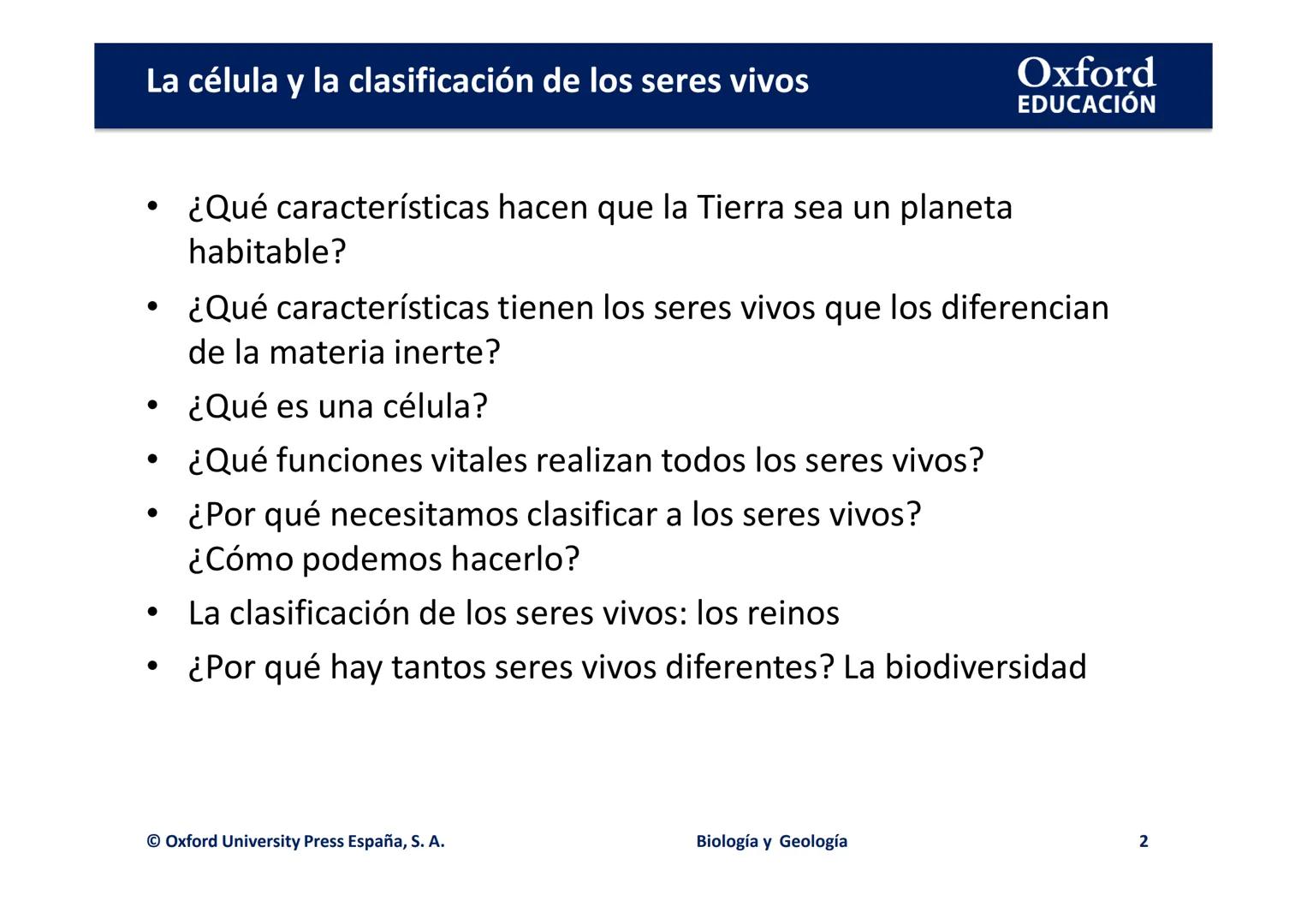 Oxford
EDUCACIÓN

# LA CÉLULA Y LA

# CLASIFICACIÓN DE LOS

# SERES VIVOS

Biología y Geología

IDOMI
DOMI MINA La célula y la clasificación