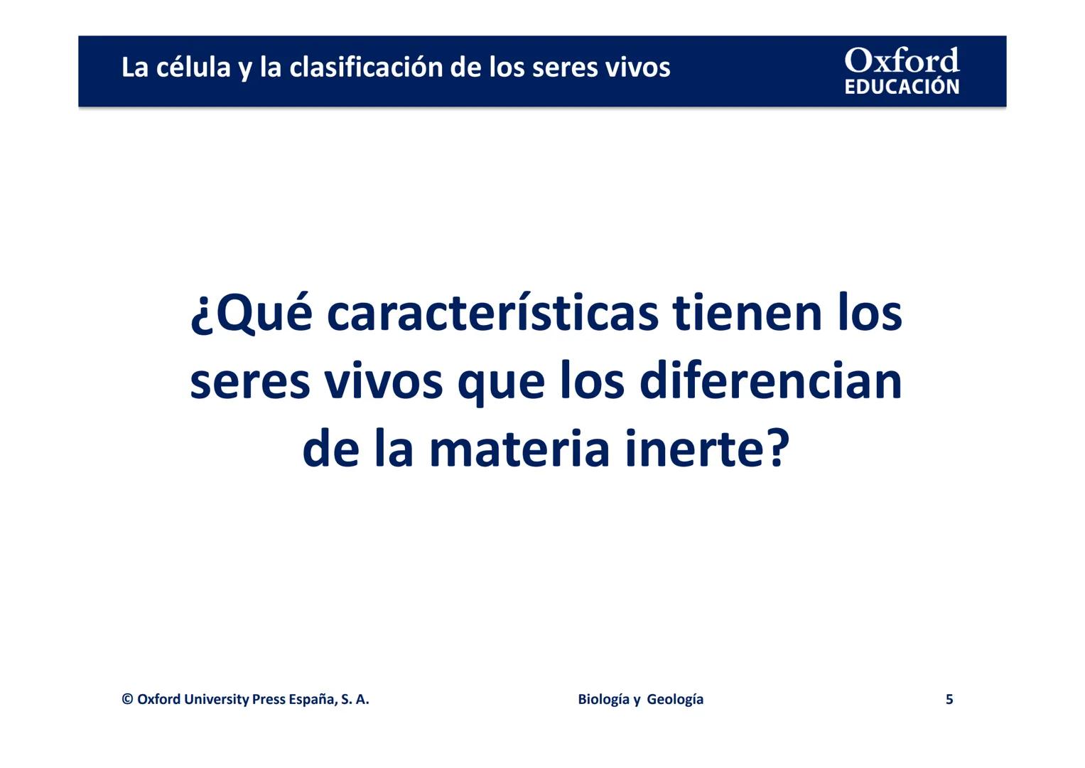 Oxford
EDUCACIÓN

# LA CÉLULA Y LA

# CLASIFICACIÓN DE LOS

# SERES VIVOS

Biología y Geología

IDOMI
DOMI MINA La célula y la clasificación