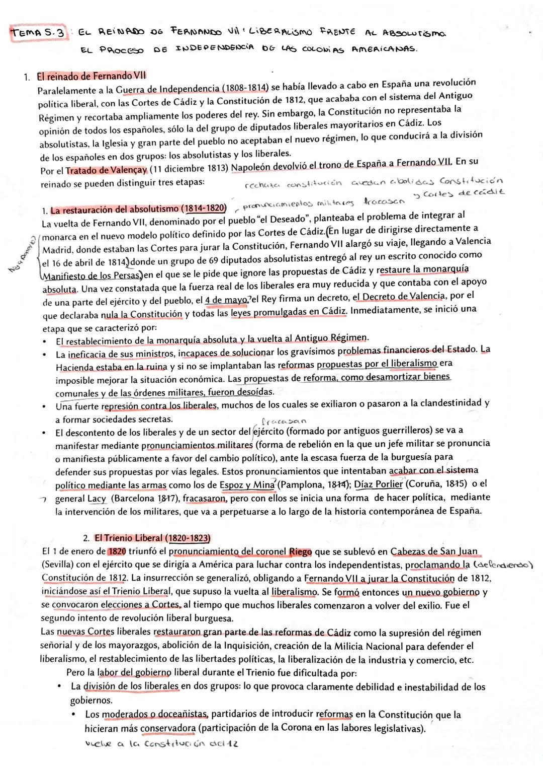 TEMA S.3
EL REINADO OG FERNANDO VIL LIBERALISMO FRENTE AL ABSOLUTISma.
EL PROCESO DE INDEPENDENCIA DE LAS COLONIAS AMERICANAS.

1. El reinad