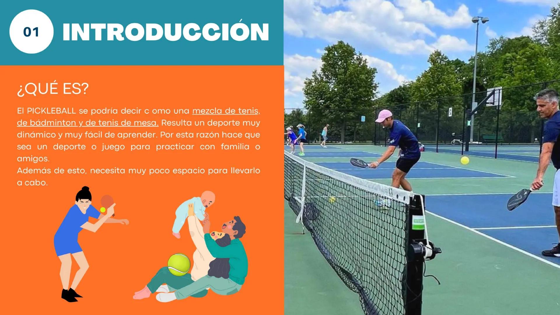 Cristina González Doñoro - BIZZ
PICKLEBALL 01
INTRODUCCIÓN
¿Qué es?
04
MATERIAL
INDICE.
02
HISTORIA
05
TERRENO DE
JUEGO
03
REGLAMENTO
06
¿CÓ
