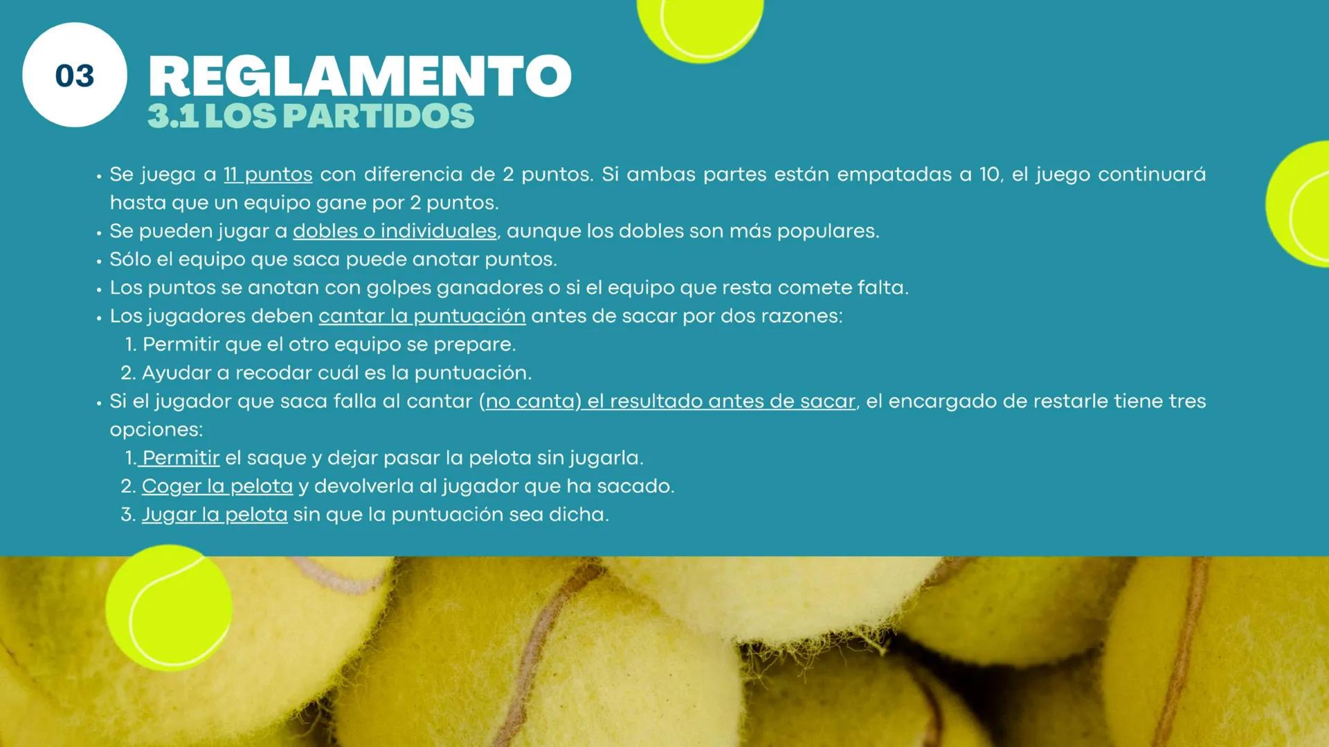 Cristina González Doñoro - BIZZ
PICKLEBALL 01
INTRODUCCIÓN
¿Qué es?
04
MATERIAL
INDICE.
02
HISTORIA
05
TERRENO DE
JUEGO
03
REGLAMENTO
06
¿CÓ