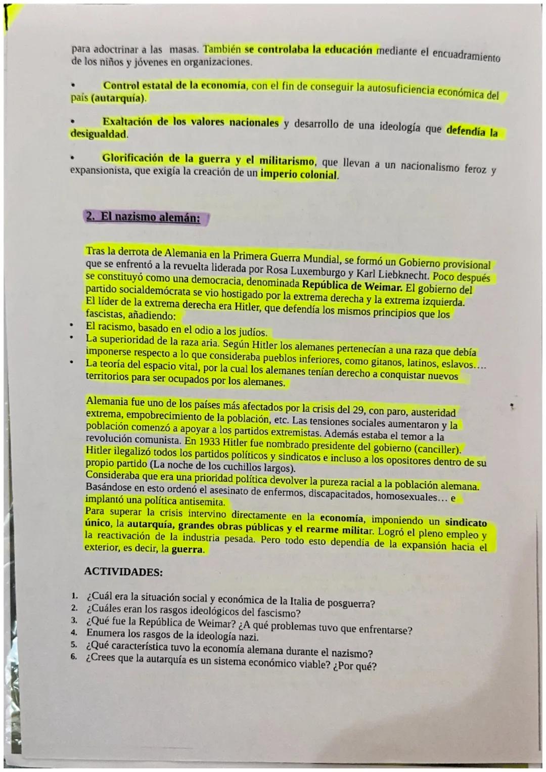 UNIDAD 8: EL ASCENSO DE LOS TOTALITARISMOS: FASCISMO Y NAZISMO.
Los totalitarismos fueron un fenómeno europeo, fruto de los graves problemas