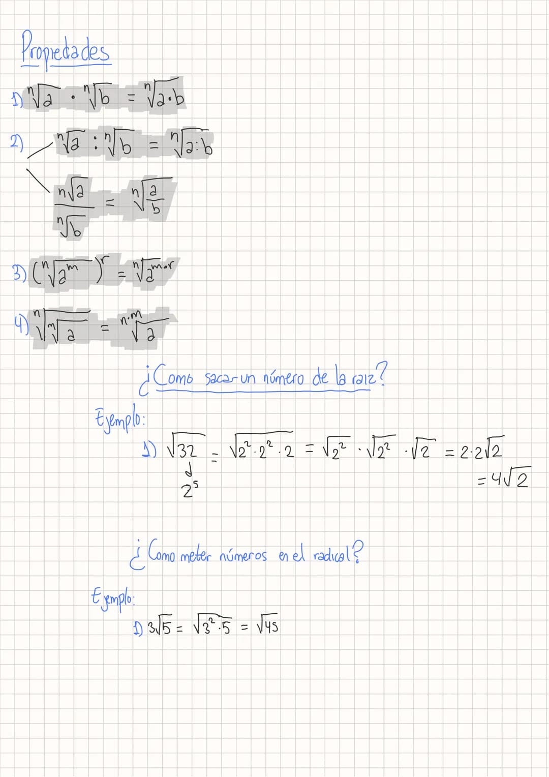 RADICALES
Definiciones
1) √₂ = b₁ esto es que a = b ²
3
2) ²³√₂ = b, esto es
a=b²
es que
3) En general, √/₂ =b, esto es que a = b^
(raz n-es