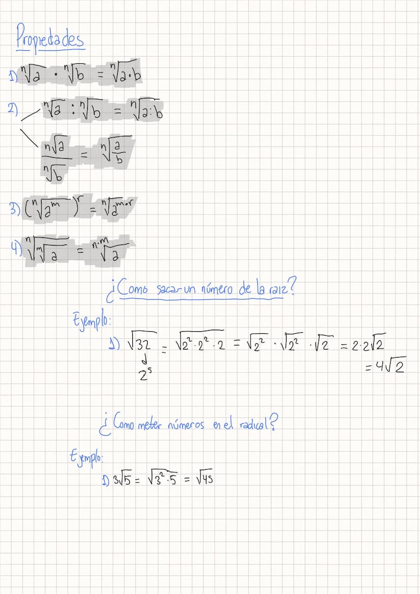 RADICALES
Definiciones
1) √₂ = b₁ esto es que a = b ²
3
2) ²³√₂ = b, esto es
a=b²
es que
3) En general, √/₂ =b, esto es que a = b^
(raz n-es