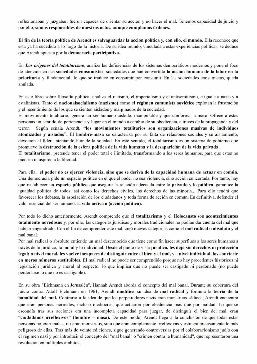 TEMA 13: HANNAH ARENDT Y EL ANÁLISIS DEL TOTALITARISMO
INTRODUCCIÓN: Hannah Arendt (1906 - 1975), pensadora que renegó de la condición de fi