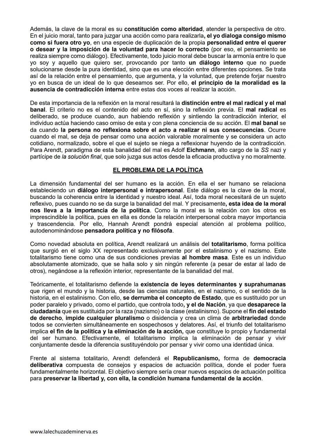 # PENSAMIENTO DE HANNAH ARENDT

## VIDA (Hannover, 1906 - Nueva York, 1975)

Hannah Arendt fue una filósofa, aunque ella rechazó esa denomin