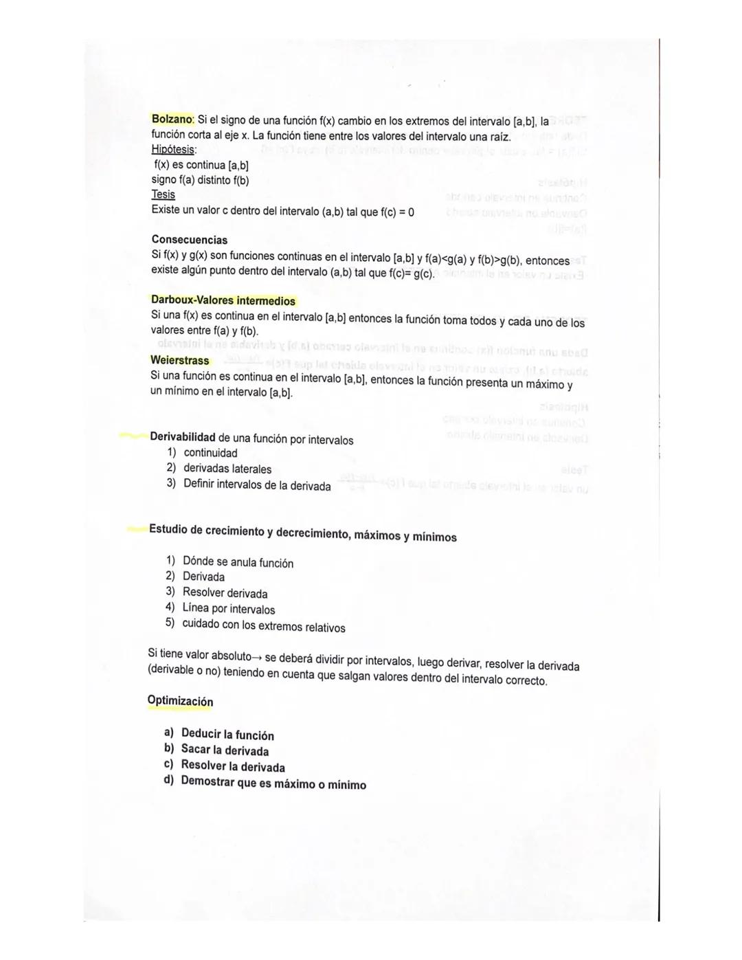 Bolzano: Si el signo de una función f(x) cambio en los extremos del intervalo [a,b], la
función corta al eje x. La función tiene entre los v