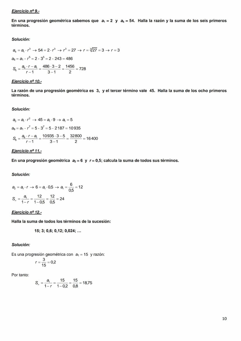 PROGRESIONES ARITMÉTICAS
Ejercicio nº 1.-
En una progresión aritmética sabemos que a2 = 1 y a5 = 7. Halla el término general y calcula la su