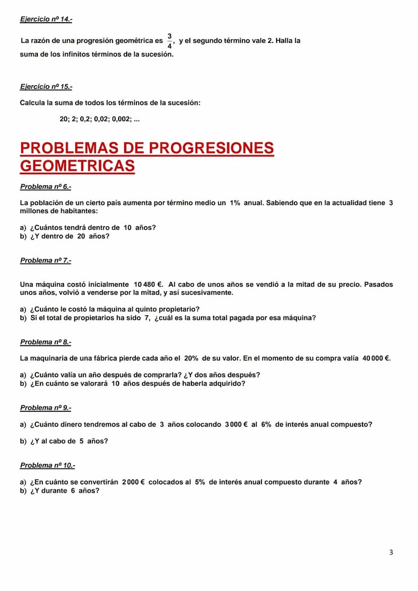 PROGRESIONES ARITMÉTICAS
Ejercicio nº 1.-
En una progresión aritmética sabemos que a2 = 1 y a5 = 7. Halla el término general y calcula la su