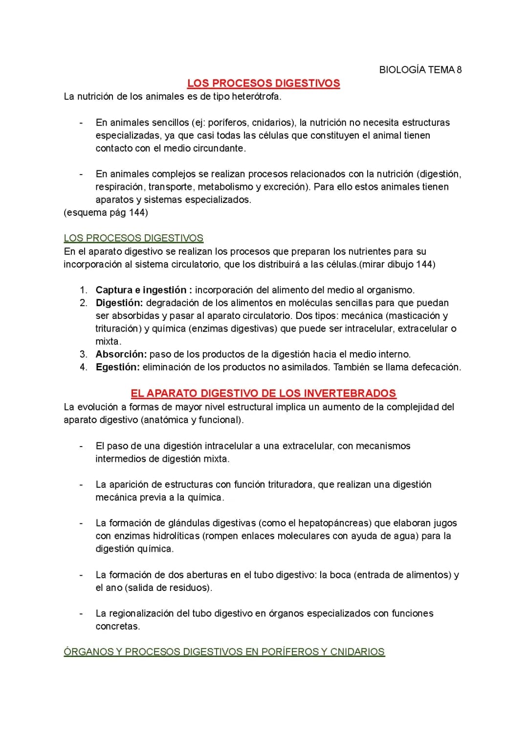 Resumen Nutrición en animales biologia