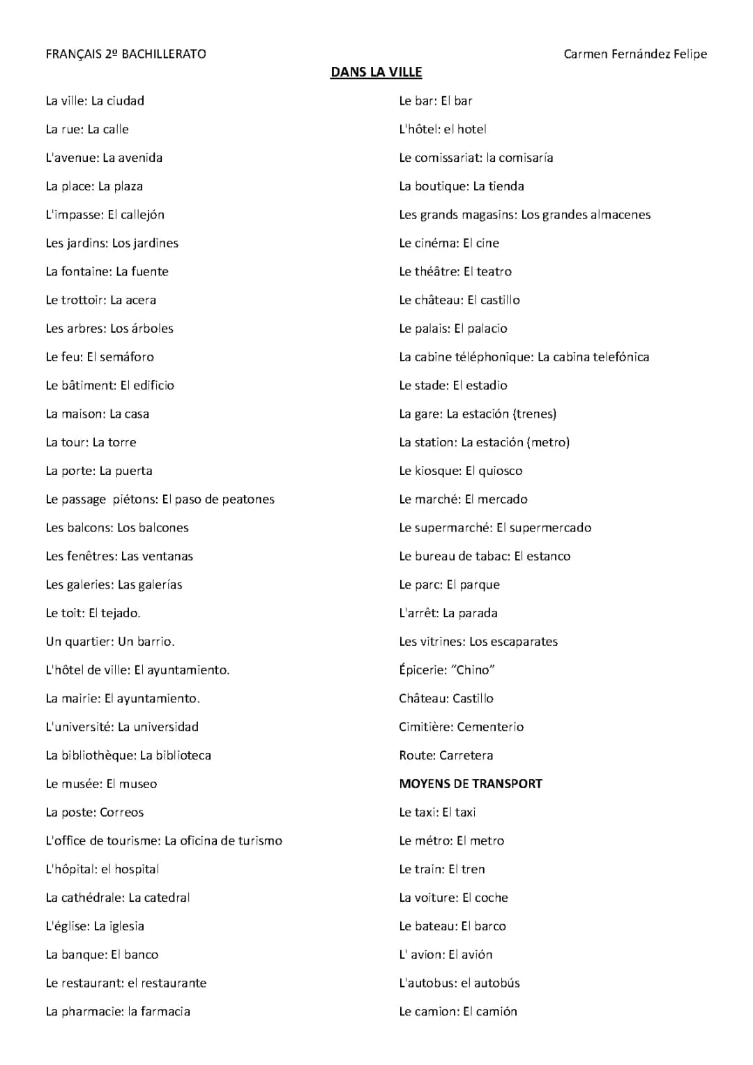 Fichas de vocabulario français PDF : 1000 mots et expressions utiles