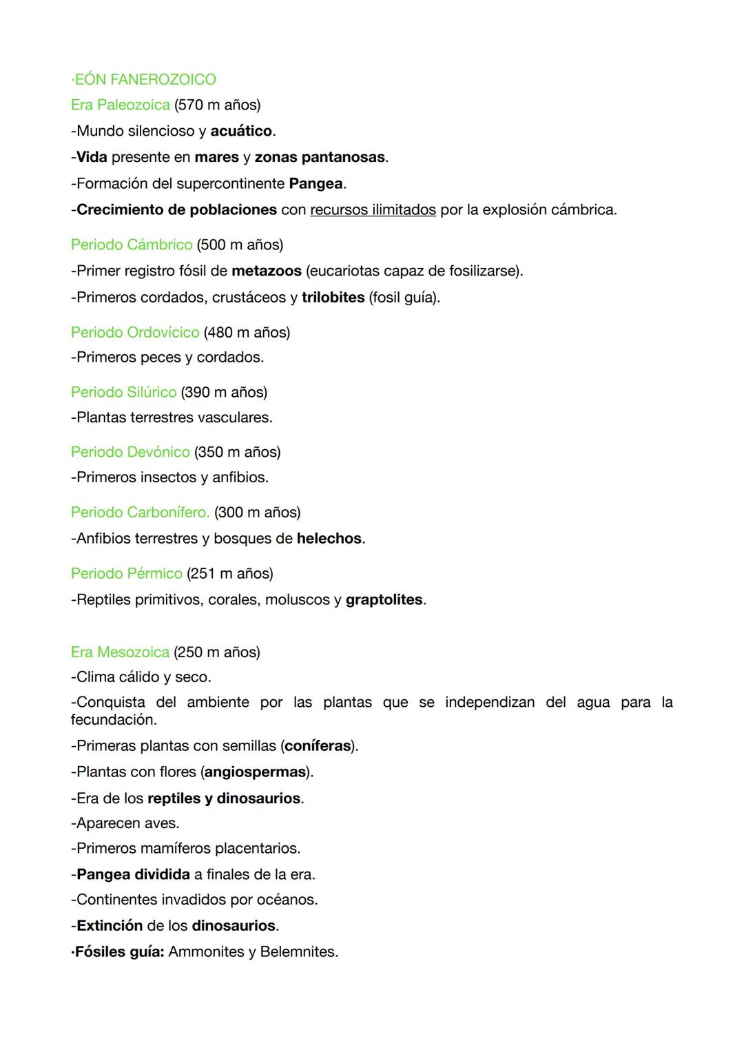 EXAMEN BIOLOGIA 6
TIEMPO GEOLÓGICO
-Especie de calendario de la historia geológica de la Tierra.
-Cada intervalo de tiempo está relacionado 