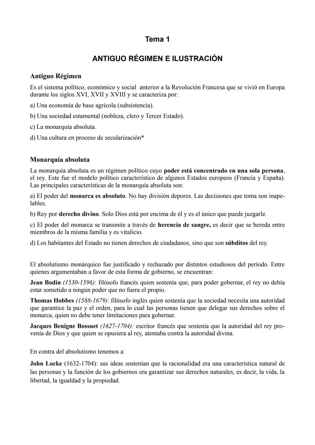 Tema 1
ANTIGUO RÉGIMEN E ILUSTRACIÓN
Antiguo Régimen
Es el sistema político, económico y social anterior a la Revolución Francesa que se viv
