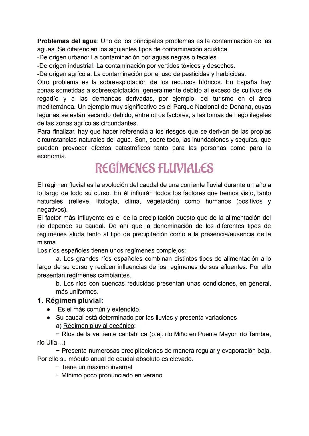 GLOSARIO TEMA 4
Caudal de un río: Cantidad de agua que transporta un río en un momento y lugar
determinados de su curso. Podemos distinguir,