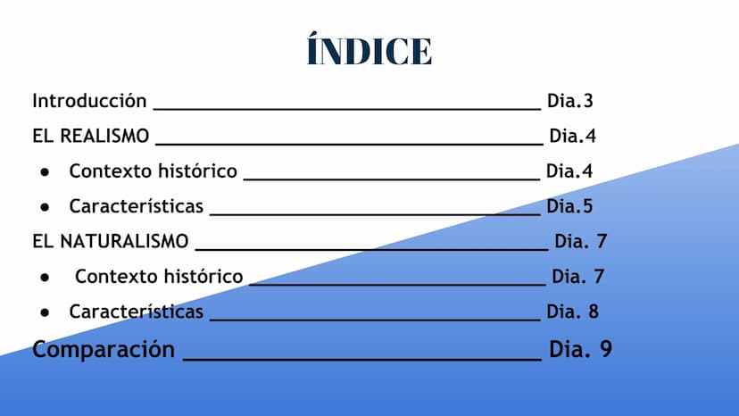 Características del Realismo y el
Naturalismo Introducción
EL REALISMO
Contexto histórico
Características
EL NATURALISMO
Contexto histórico
