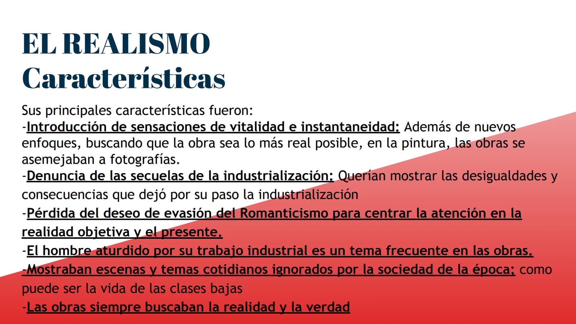 Características del Realismo y el
Naturalismo Introducción
EL REALISMO
Contexto histórico
Características
EL NATURALISMO
Contexto histórico
