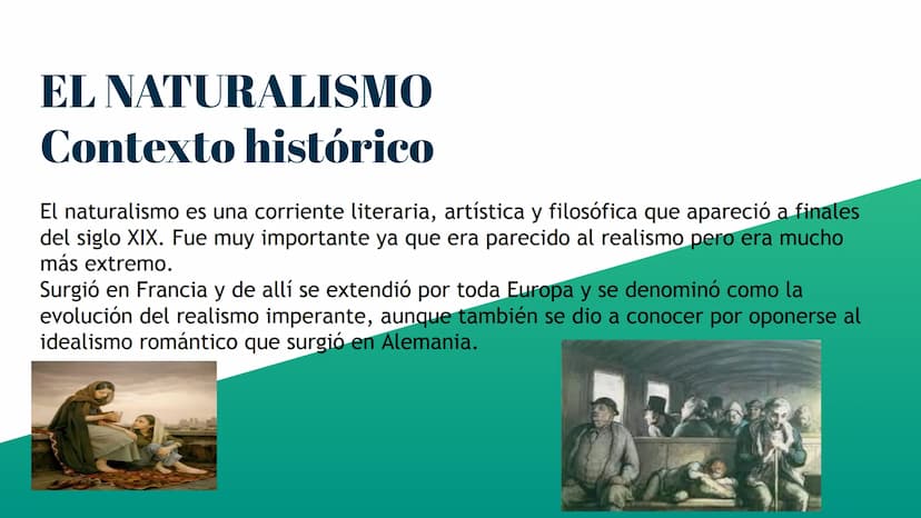 Características del Realismo y el
Naturalismo Introducción
EL REALISMO
Contexto histórico
Características
EL NATURALISMO
Contexto histórico
