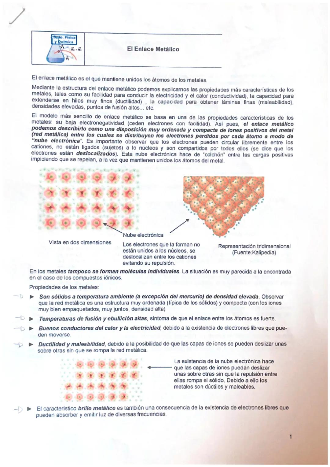 Enlace Metálico: Propiedades y Empaquetamiento