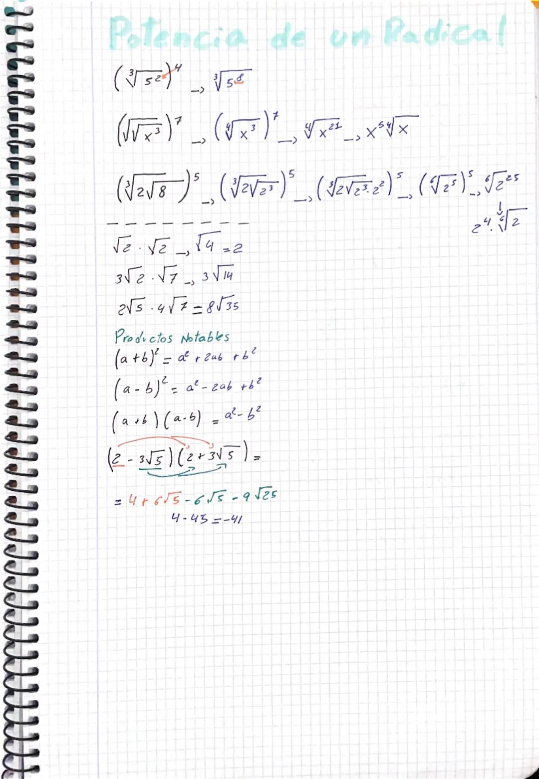 # Radicales

1. Como extraer
factores de un radical?

Indice $\rightarrow \sqrt[3]{5^+} = 5 \frac{7}{3}$

Radicando

1. factoriza el radican