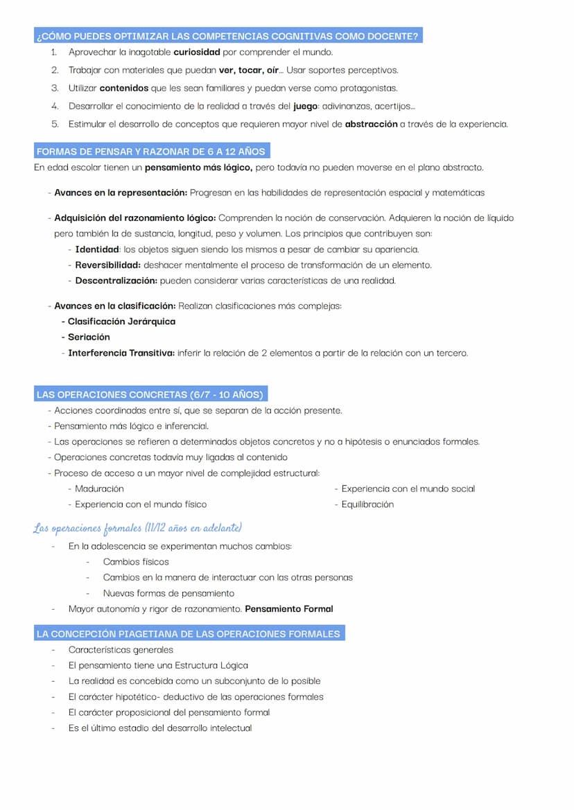 Tema 4: Desarrollo de las competencias cognitivas
Desarrollo de las competencias cognitivas
Permite percibir, interpretar, reconocer, reflex