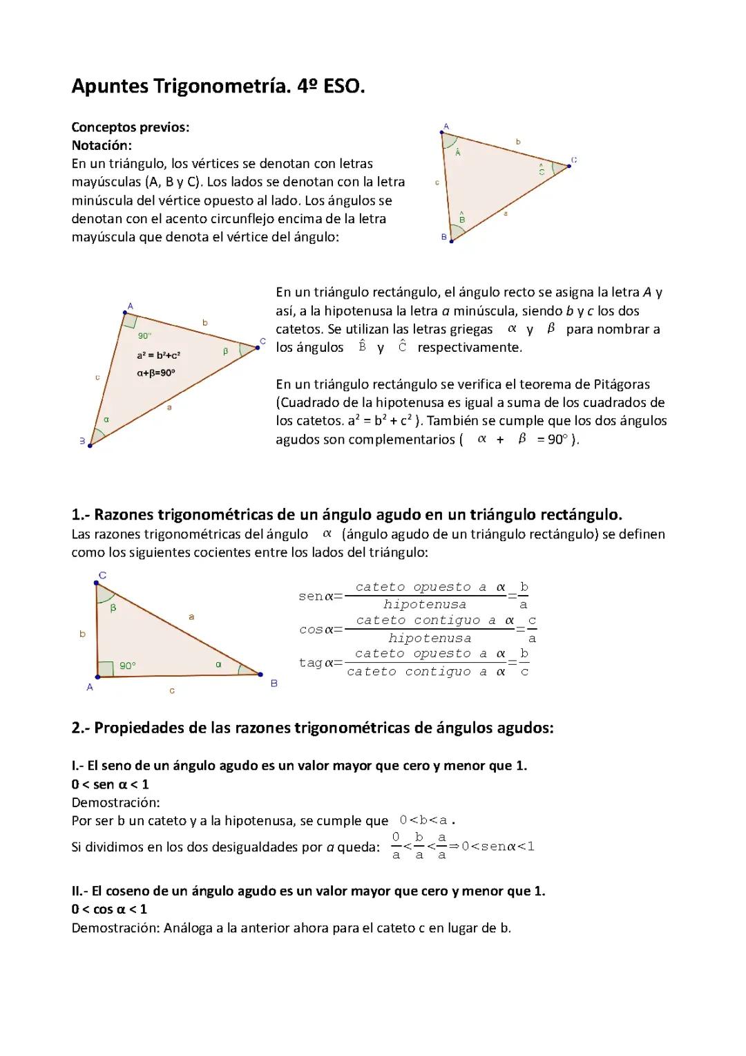 Aprende Razones Trigonométricas de Ángulos Agudos con Ejercicios Resueltos