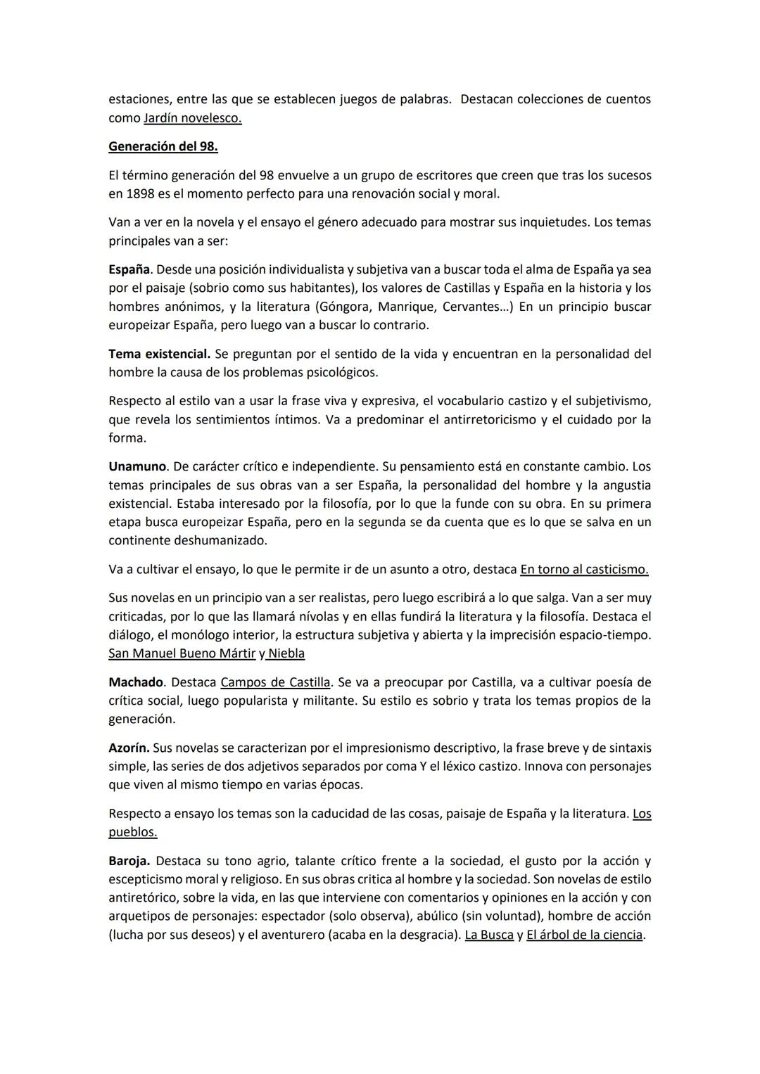 GENERACIÓN DE 98 y Modernismo
Surge a finales del siglo XIX ante el desconcierto que da una crisis general y que en España se
agrava con el 
