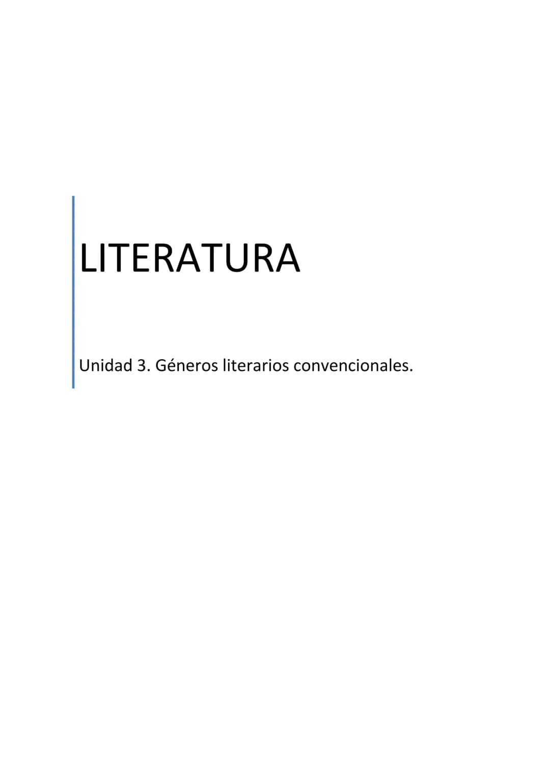 LITERATURA
Unidad 3. Géneros literarios convencionales. UNIDAD 3
ÍNDICE
INTRODUCCIÓN.
1. El género lírico...
1.1. Análisis del métrico del v