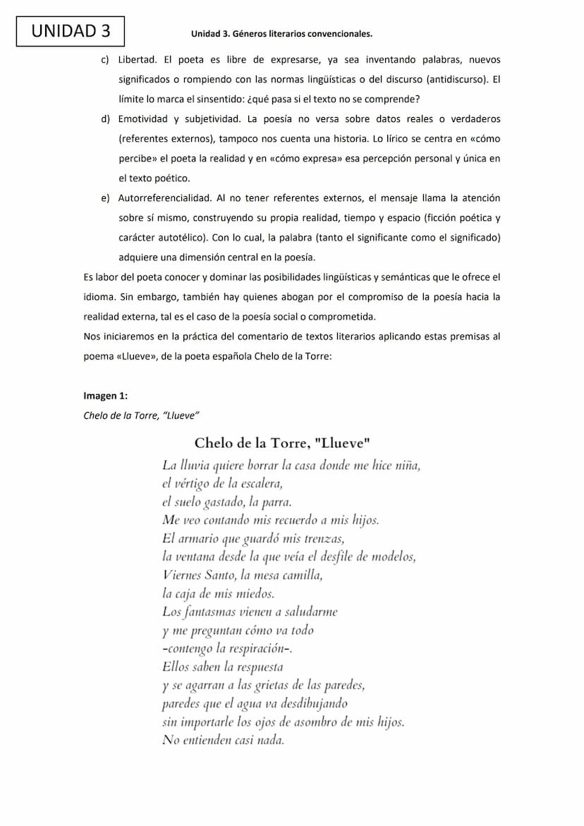 LITERATURA
Unidad 3. Géneros literarios convencionales. UNIDAD 3
ÍNDICE
INTRODUCCIÓN.
1. El género lírico...
1.1. Análisis del métrico del v