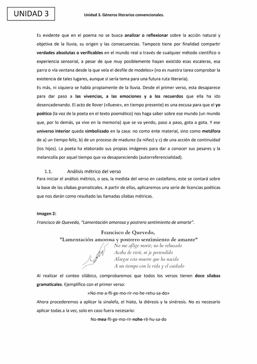 LITERATURA
Unidad 3. Géneros literarios convencionales. UNIDAD 3
ÍNDICE
INTRODUCCIÓN.
1. El género lírico...
1.1. Análisis del métrico del v