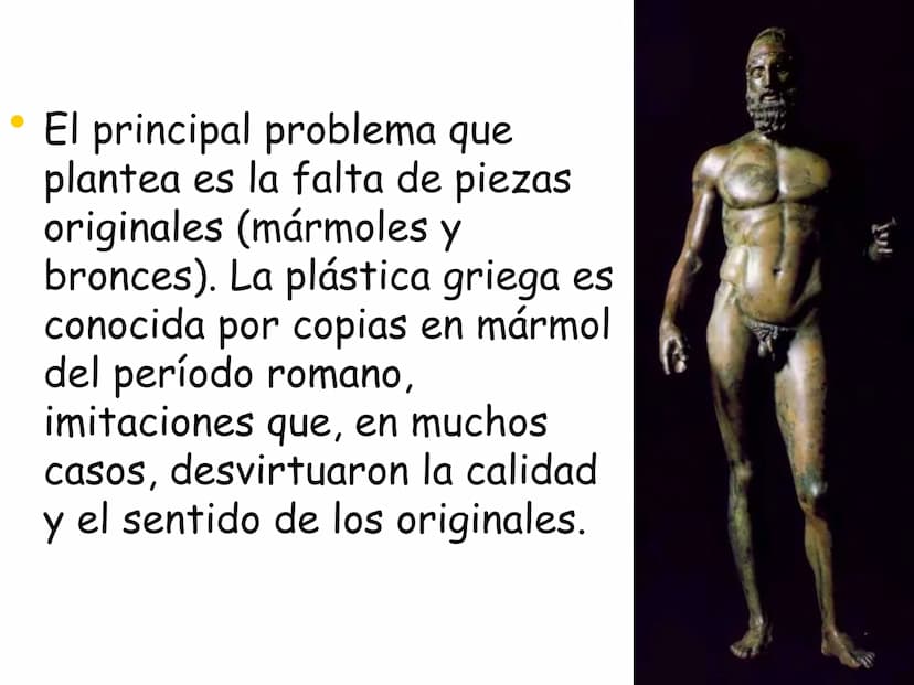 EL ARTE GRIEGO
LA ESCULTURA Características
Generales La escultura, además
de una posible función
práctica (religiosa),
responde al deseo de