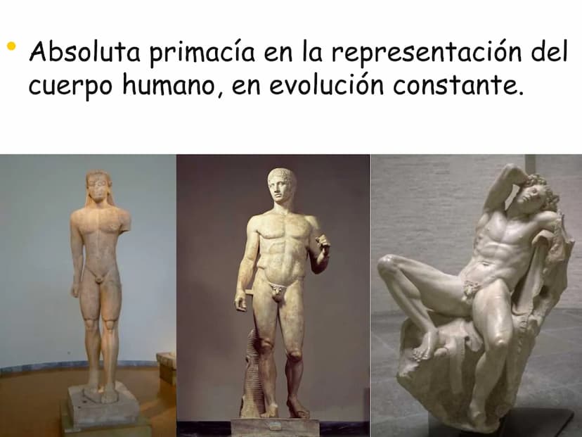 EL ARTE GRIEGO
LA ESCULTURA Características
Generales La escultura, además
de una posible función
práctica (religiosa),
responde al deseo de