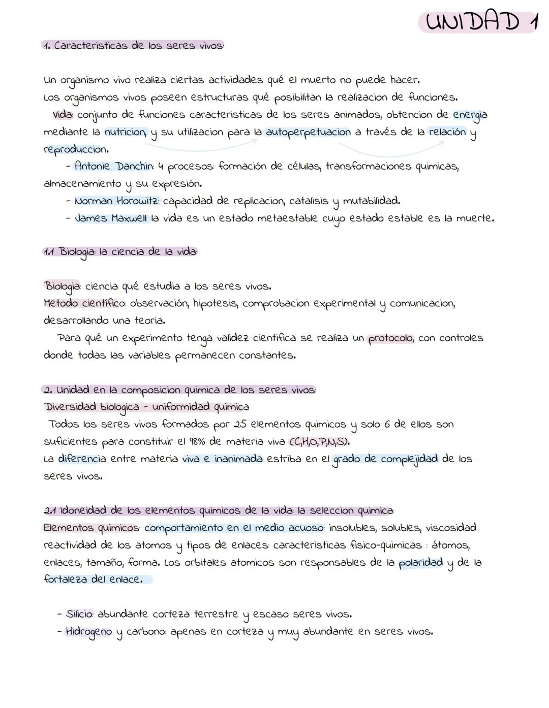 1. Caracteristicas de los seres vivos:
UNIDAD 1
Un organismo vivo realiza ciertas actividades qué el muerto no puede hacer.
Los organismos v