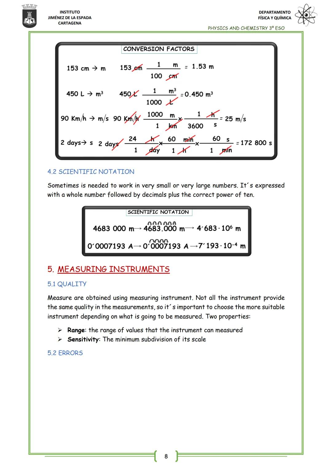 INSTITUTO
JIMÉNEZ DE LA ESPADA
CARTAGENA
UNIT 1
SCIENCE
1. WHAT'S SCIENCE
2. THE SCIENTIFIC METHOD
2.1.
2.2.
2.3.
3. UNITS AND MEASUREMENTS
