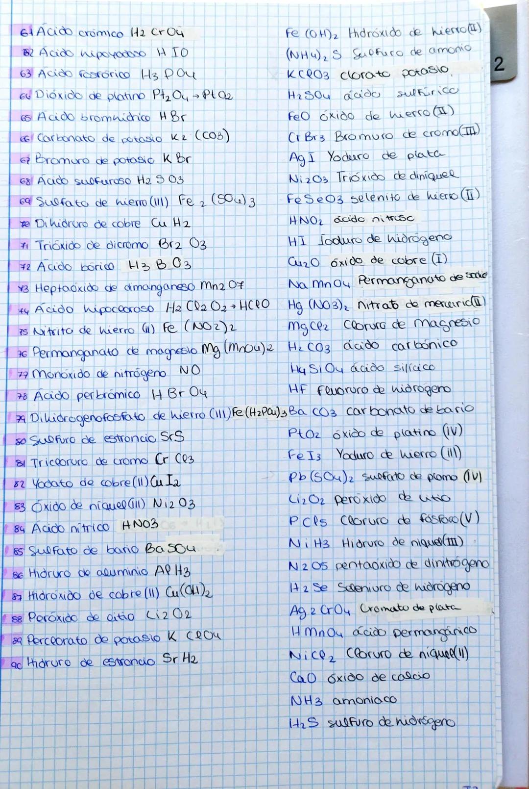 ej formulación inorgánica

1 Cloruro de nitrogeno (III) NCP3

2 Hidróxido de calcio Ca (OH)2

3 Peróxido de litio (iz (02)

4 Oxido de hierr
