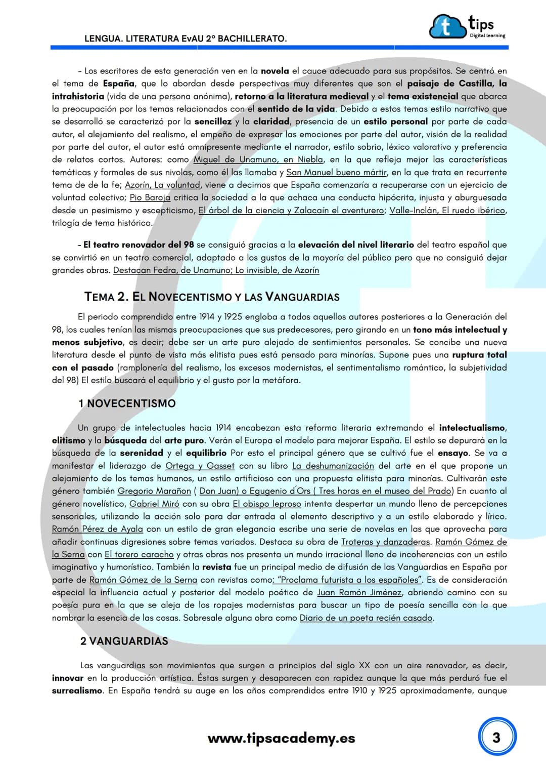 LENGUA
2º BACHILLERATO
Literatura EvAU
www.tipsacademy.es
't LENGUA. LITERATURA EVAU 2º BACHILLERATO.
t tips
Digital learning
TEMAS LITERATU