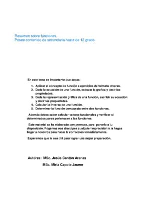 Know Resumen sobre funciones. thumbnail