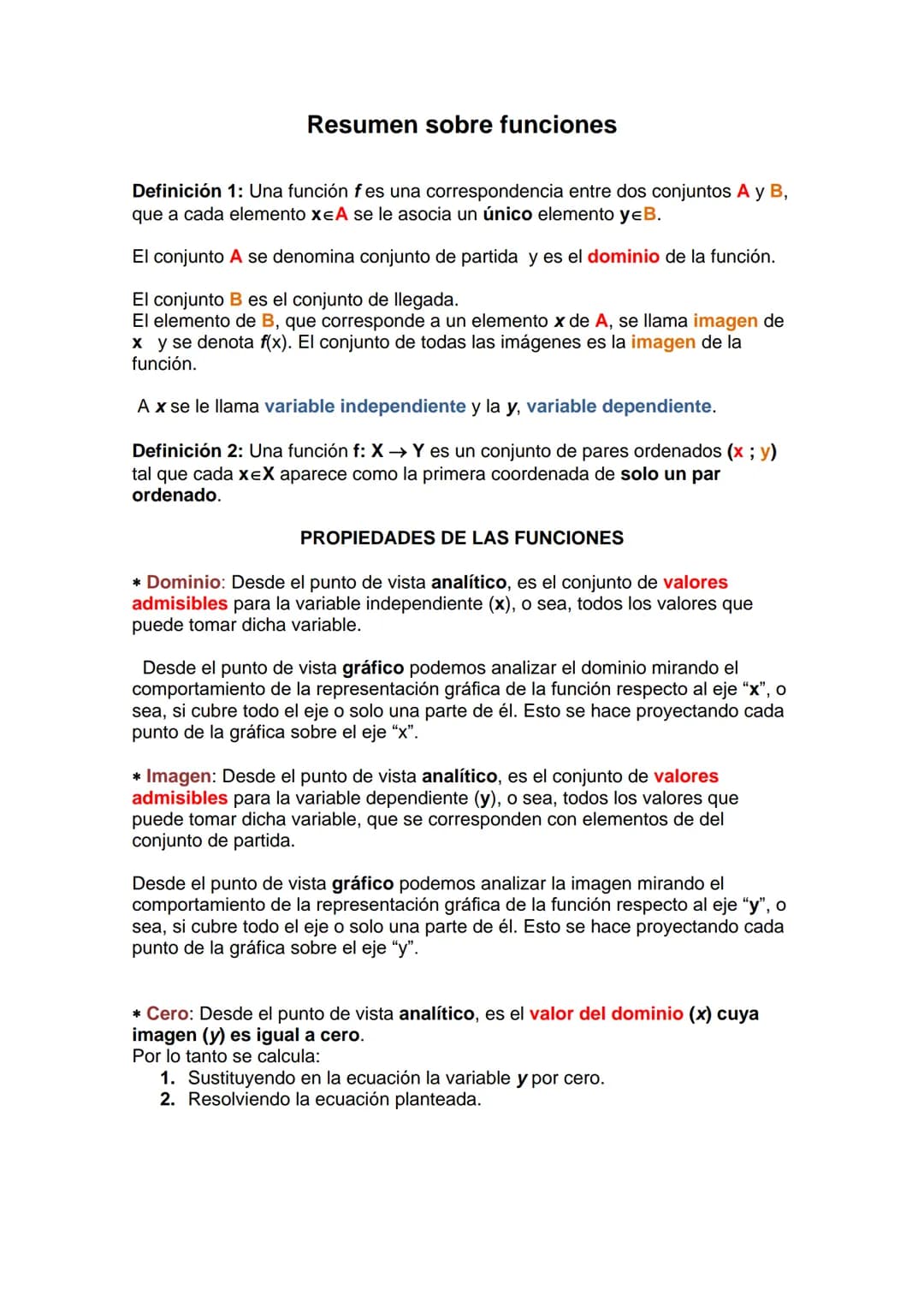 Resumen sobre funciones.
Posee contenido de secundaria hasta de 12 grado.
En este tema es importante que sepas:
1. Aplicar el concepto de fu
