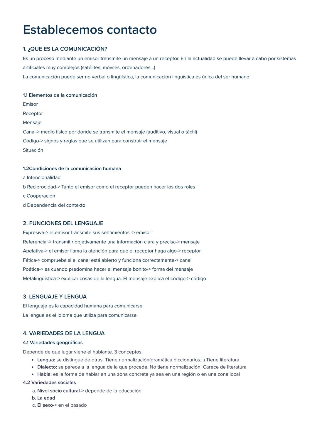 Establecemos contacto
1. ¿QUE ES LA COMUNICACIÓN?
Es un proceso mediante un emisor transmite un mensaje a un receptor. En la actualidad se p
