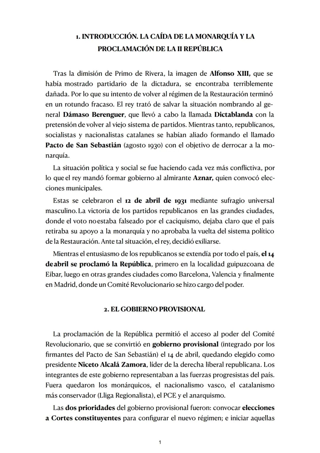 TEMA 8
LA SEGUNDA REPÚBLICA.
LA CONSTITUCIÓN DE 1931.
POLÍTICA DE REFORMAS Y
REALIZACIONES
CULTURALES. REACCIONES
ANTIDEMOCRÁTICAS
1. Introd