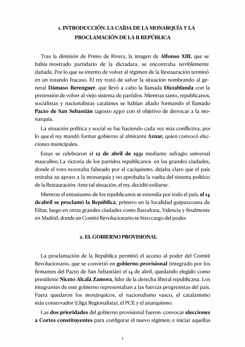 TEMA 8
LA SEGUNDA REPÚBLICA.
LA CONSTITUCIÓN DE 1931.
POLÍTICA DE REFORMAS Y
REALIZACIONES
CULTURALES. REACCIONES
ANTIDEMOCRÁTICAS
1. Introd