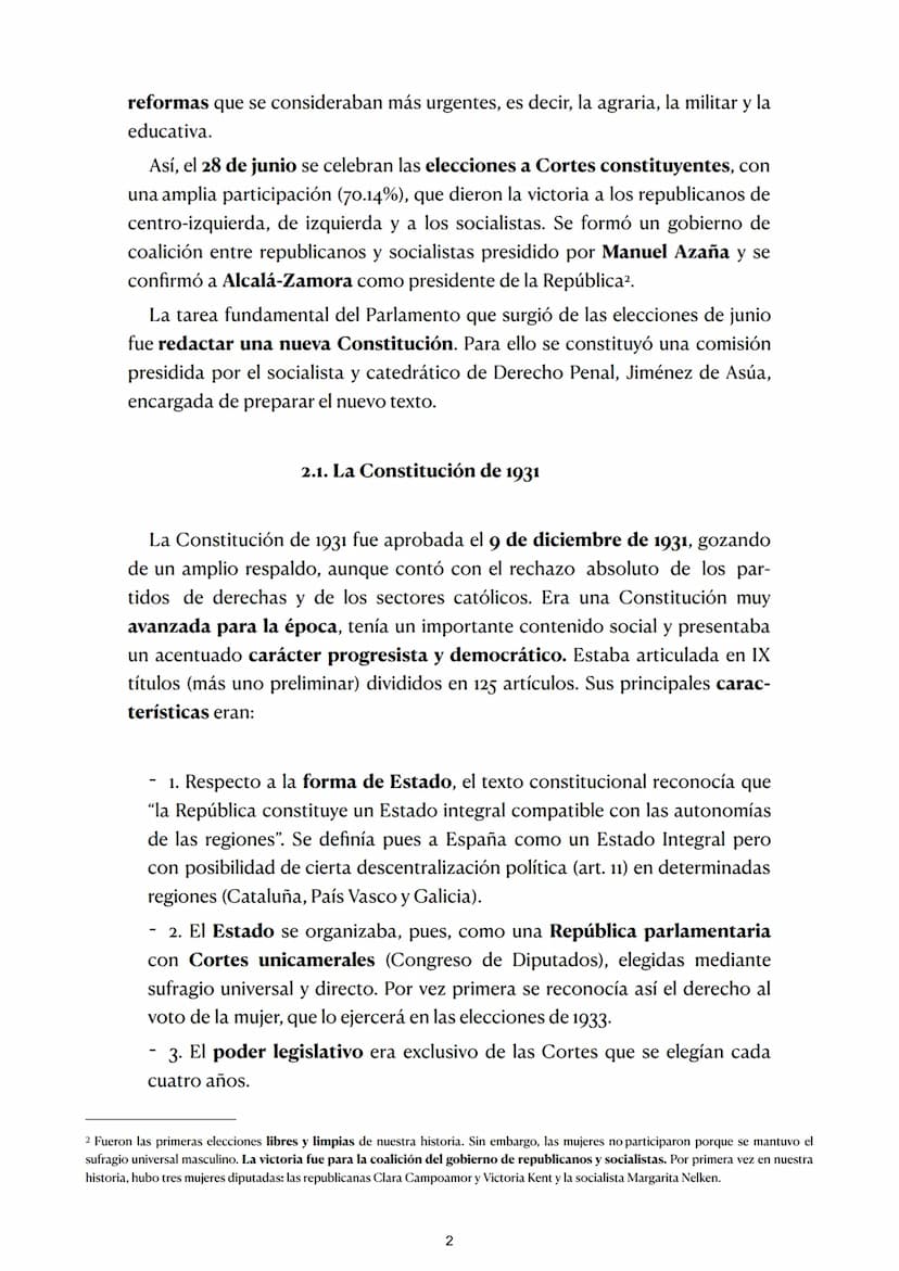 TEMA 8
LA SEGUNDA REPÚBLICA.
LA CONSTITUCIÓN DE 1931.
POLÍTICA DE REFORMAS Y
REALIZACIONES
CULTURALES. REACCIONES
ANTIDEMOCRÁTICAS
1. Introd