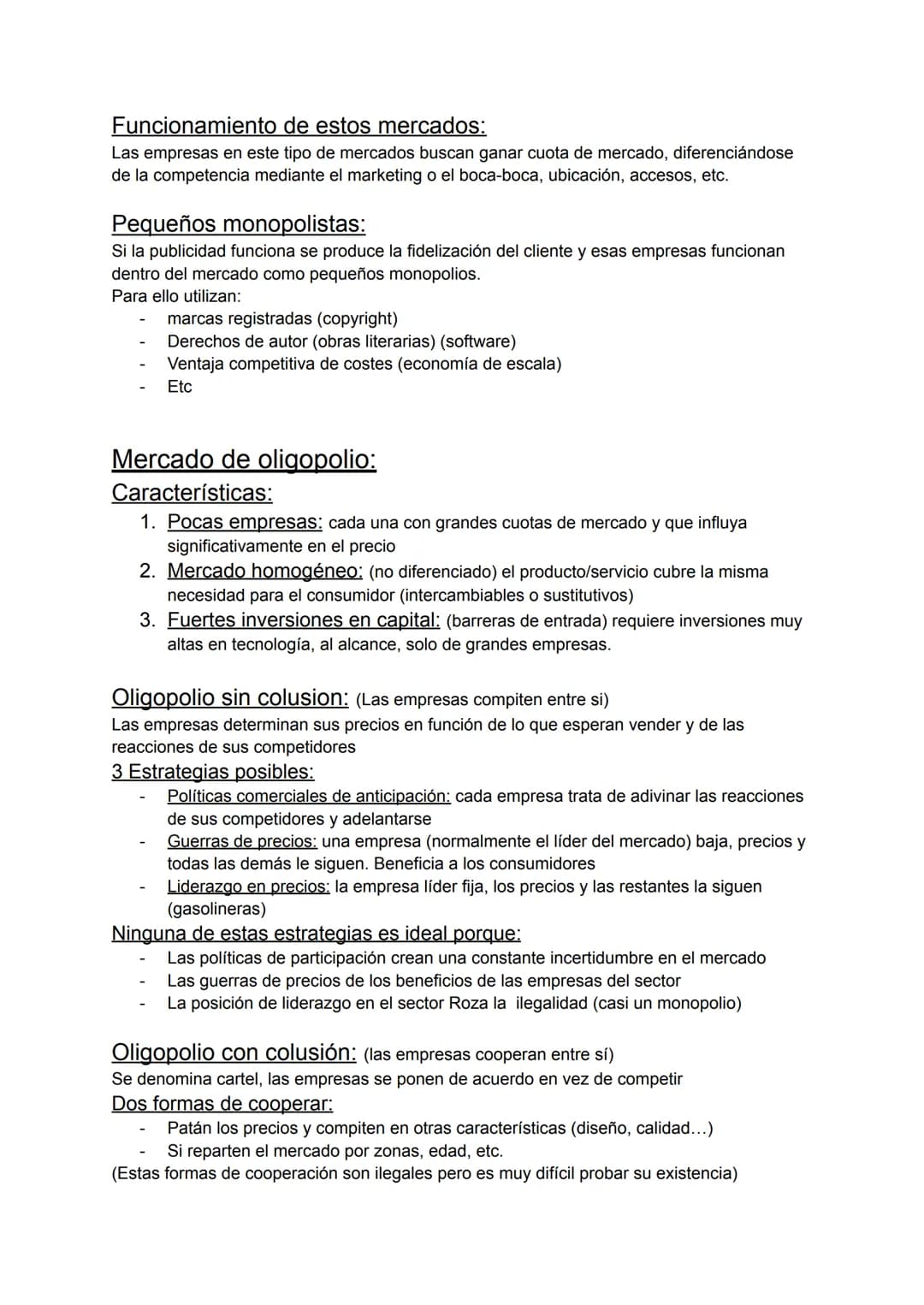 TEMA 5: TIPOS DE MERCADO
El mercado y la competencia
Según Adam Smith sólo los mercados en situación ideal se comportan según el libre juego