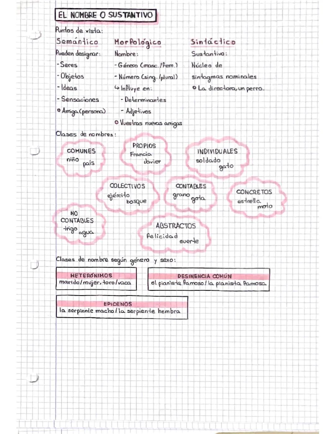 el nombre/sustantivo y el adjetivo