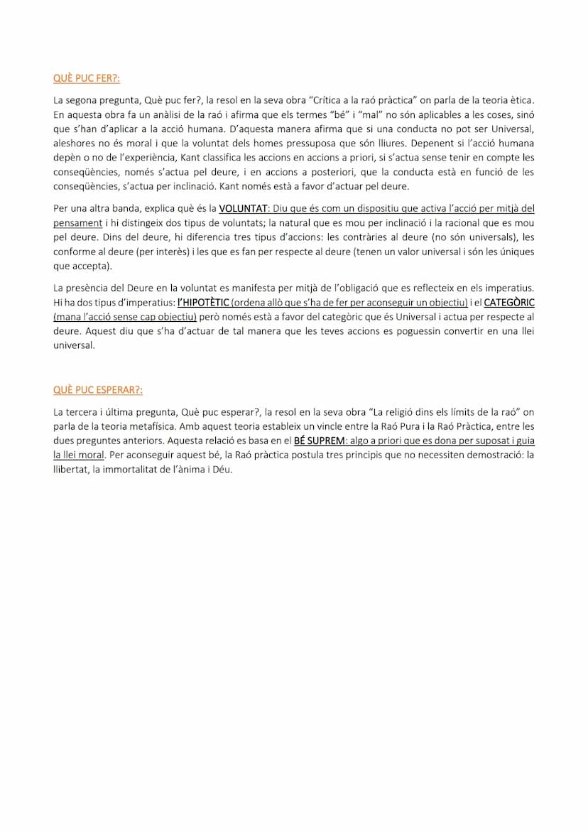 KANT
És considerat un dels filòsofs més importants ja que va intentar donar resposta al dilema, fins aleshores sense
solució, entre el racio