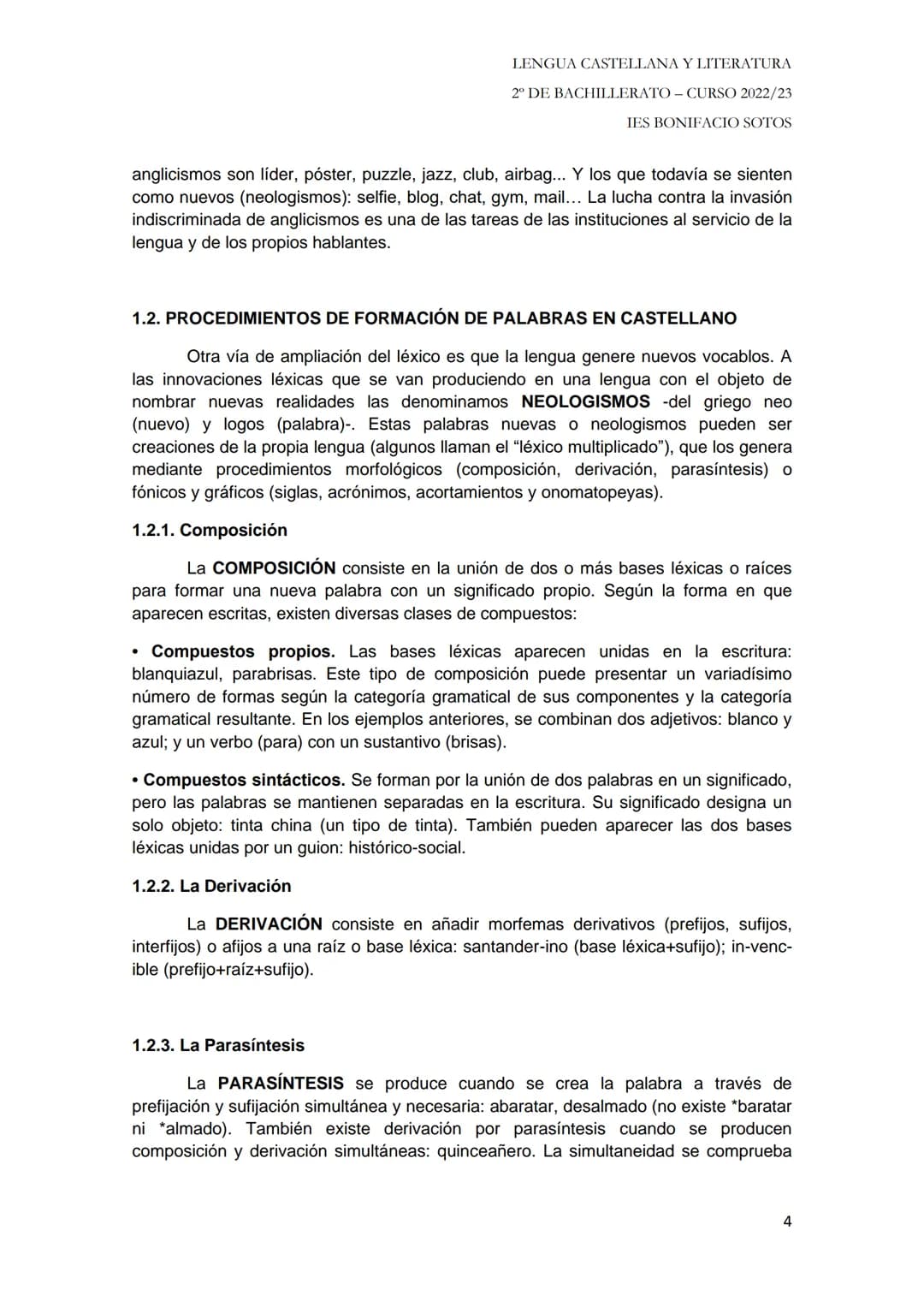 TEMARIO LENGUA (CUESTIÓN 3)
Tema 1: Las palabras: origen, formación y significado.
1.1. Origen histórico del léxico castellano hasta la actu
